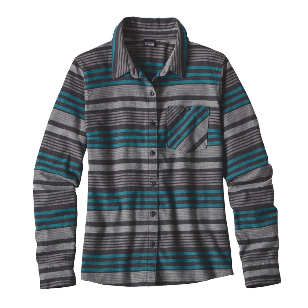 Patagonia Women's Heywood Flannel Shirt Size 12 in Gray/Blue